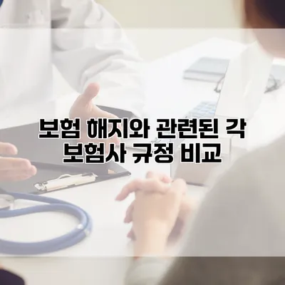 보험 해지와 관련된 각 보험사 규정 비교