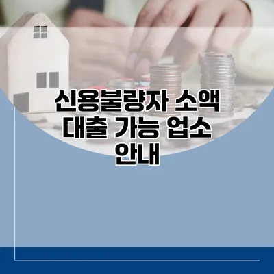 신용불량자 소액 대출 가능 업소 안내