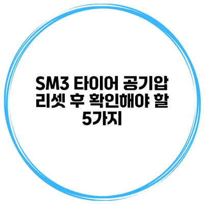 SM3 타이어 공기압 리셋 후 확인해야 할 5가지