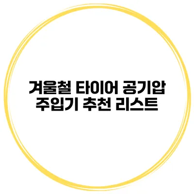 겨울철 타이어 공기압 주입기 추천 리스트