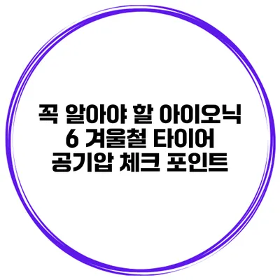 꼭 알아야 할 아이오닉 6 겨울철 타이어 공기압 체크 포인트