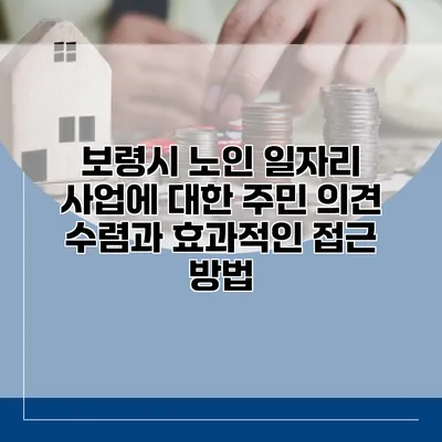 보령시 노인 일자리 사업에 대한 주민 의견 수렴과 효과적인 접근 방법
