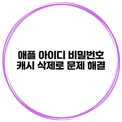 애플 아이디 비밀번호 캐시 삭제로 문제 해결