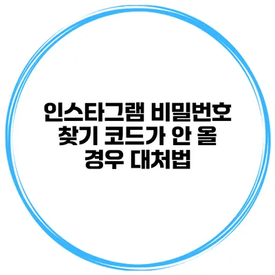 인스타그램 비밀번호 찾기 코드가 안 올 경우 대처법