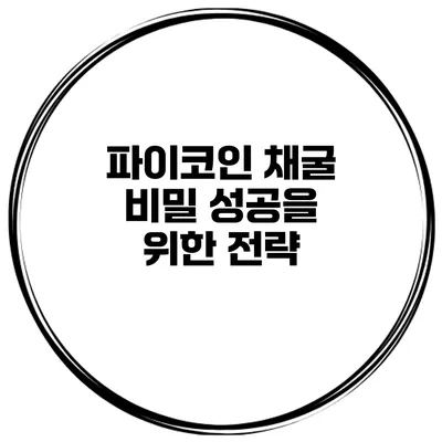 파이코인 채굴 비밀 성공을 위한 전략